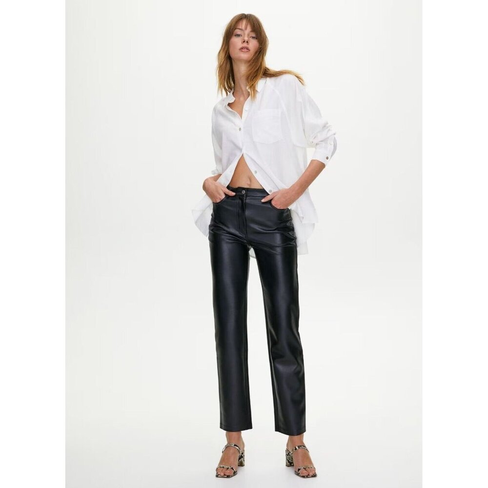 Aritzia WILFRED FREE Light Blue Linen Boyfriend Button-Up Shirt Blouse, Size XS - Picture 10 of 15
